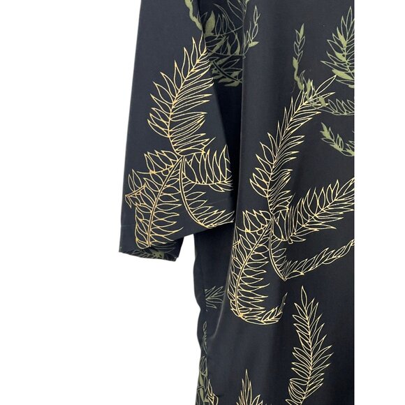 George Martin Men Leaf Print Button-Up Shirt Large Black Gold Relaxed Fit Casual - Picture 4 of 6